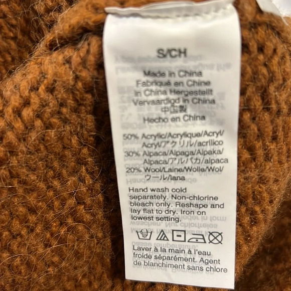 Madewell Saddle Brown boatneck cable knit sweater size small - Picture 11 of 12